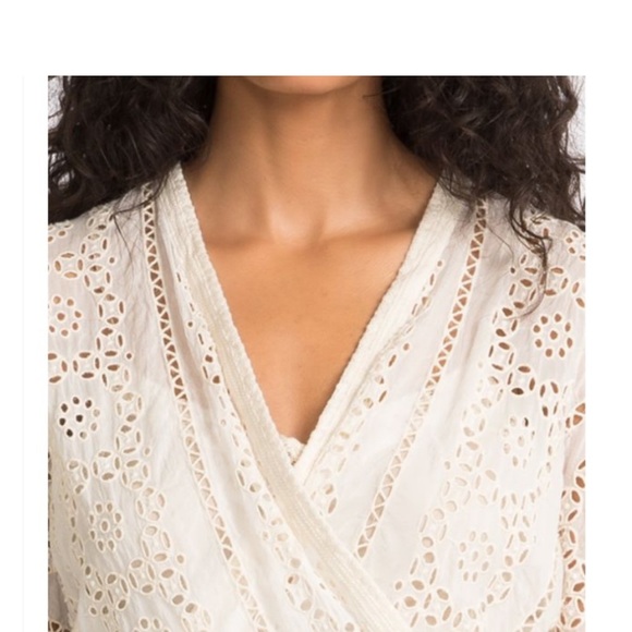 Johnny Was ira ruffle kimono size Small. Cream colored, eyelet, wrap style, Cute - Picture 2 of 8